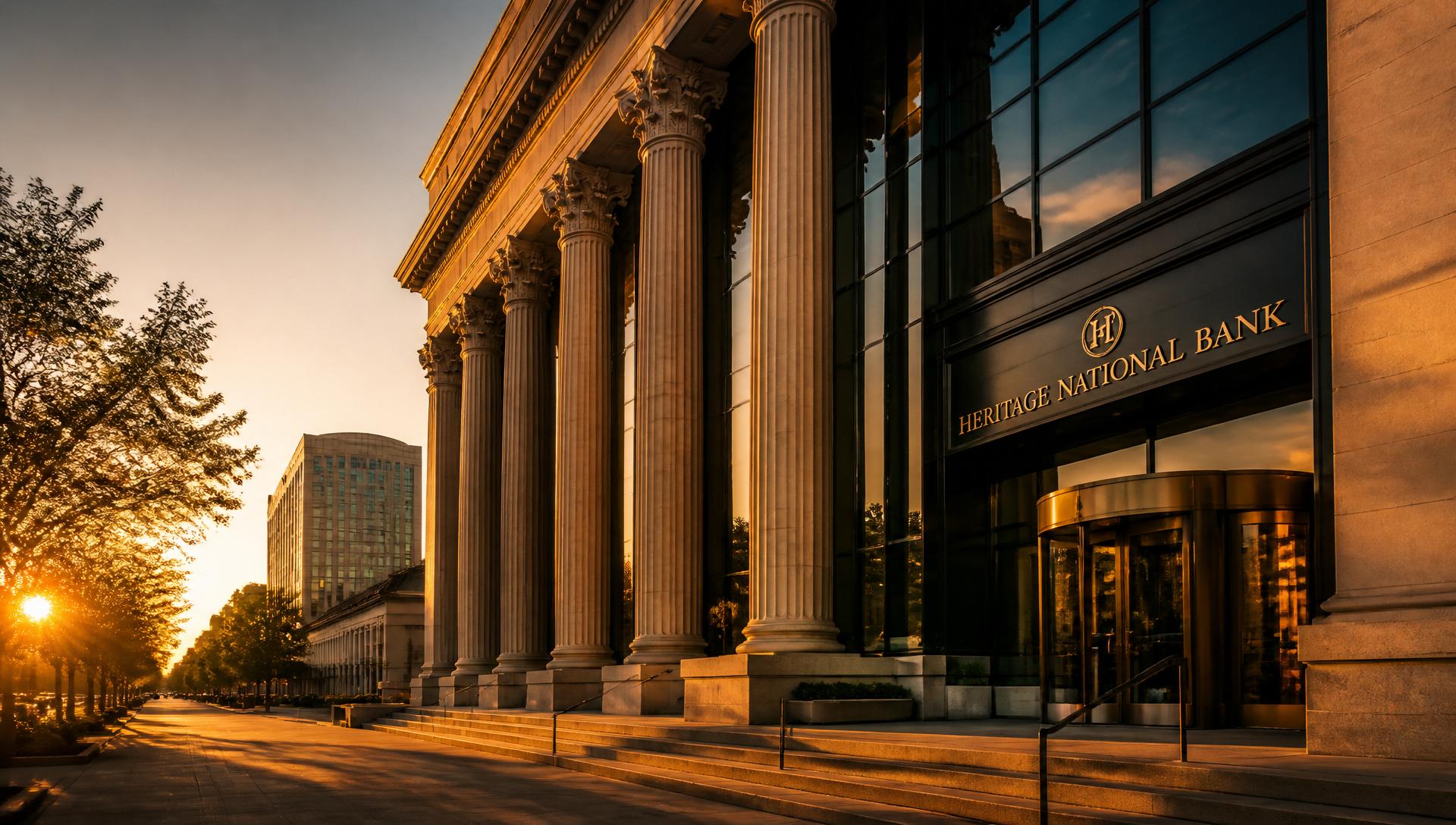 Bank building at golden hour